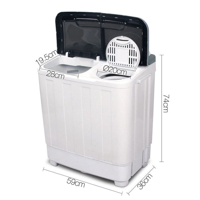Devanti 5KG Mini Portable Washing Machine - White -Home Living Store - -
