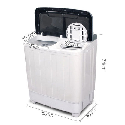 Devanti 5KG Mini Portable Washing Machine - White -Home Living Store - -