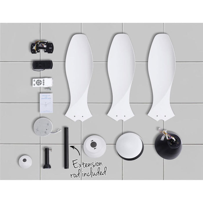 Devanti Ceiling Fan Light Remote Control Ceiling Fans White 48'' 3 Blades -Home Living Store - -