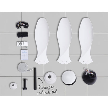 Devanti Ceiling Fan Light Remote Control Ceiling Fans White 48'' 3 Blades -Home Living Store - -