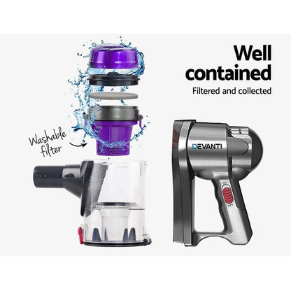 Devanti Corded Handheld Bagless Vacuum Cleaner - Purple and Silver -Home Living Store - -