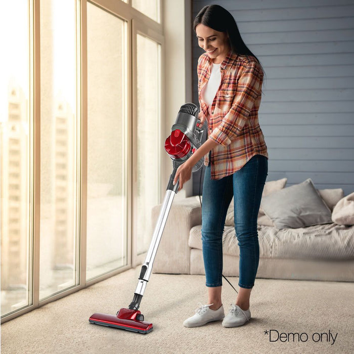 Devanti Corded Handheld Bagless Vacuum Cleaner - Red and Silver -Home Living Store - -