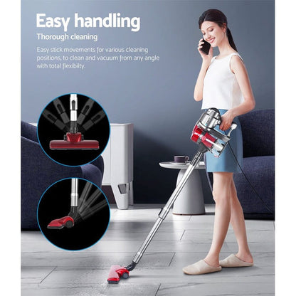 Devanti Corded Handheld Bagless Vacuum Cleaner - Red and Silver -Home Living Store - -