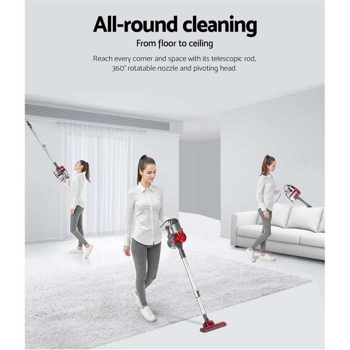 Devanti Corded Handheld Bagless Vacuum Cleaner - Red and Silver -Home Living Store - -