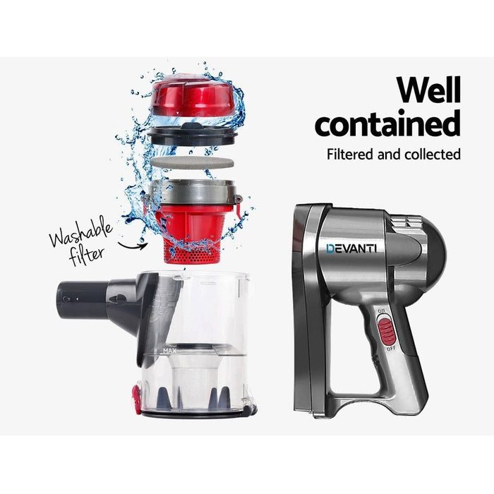 Devanti Corded Handheld Bagless Vacuum Cleaner - Red and Silver -Home Living Store - -