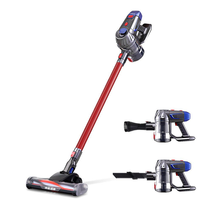 Devanti Handheld Vacuum Cleaner Cordless Stick Handstick Vac Bagless 2-Speed Headlight Red -Home Living Store - -
