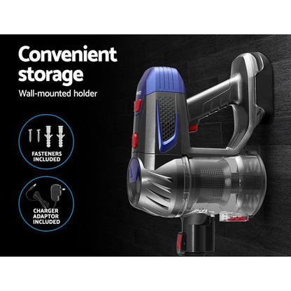 Devanti Handheld Vacuum Cleaner Cordless Stick Handstick Vac Bagless 2-Speed Headlight Red -Home Living Store - -