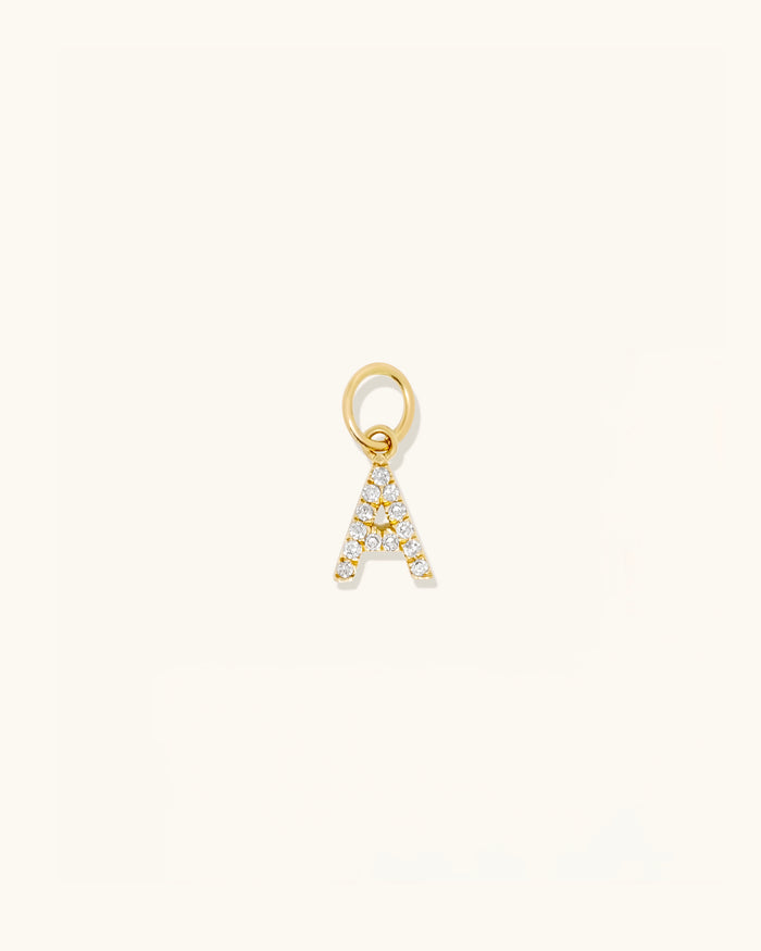 Diamond Letter Charm 14k Gold