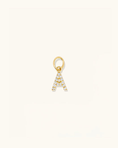 Diamond Letter Charm 14k Gold