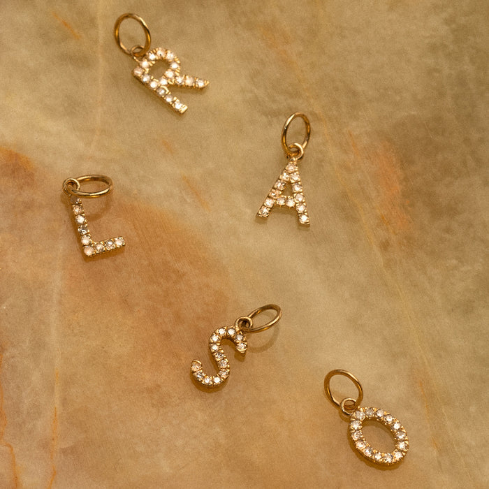 Diamond Letter Charm 14k Gold
