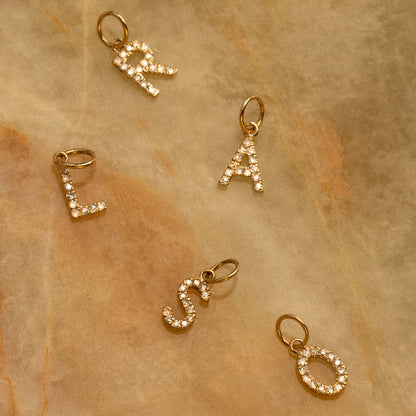 Diamond Letter Charm 14k Gold