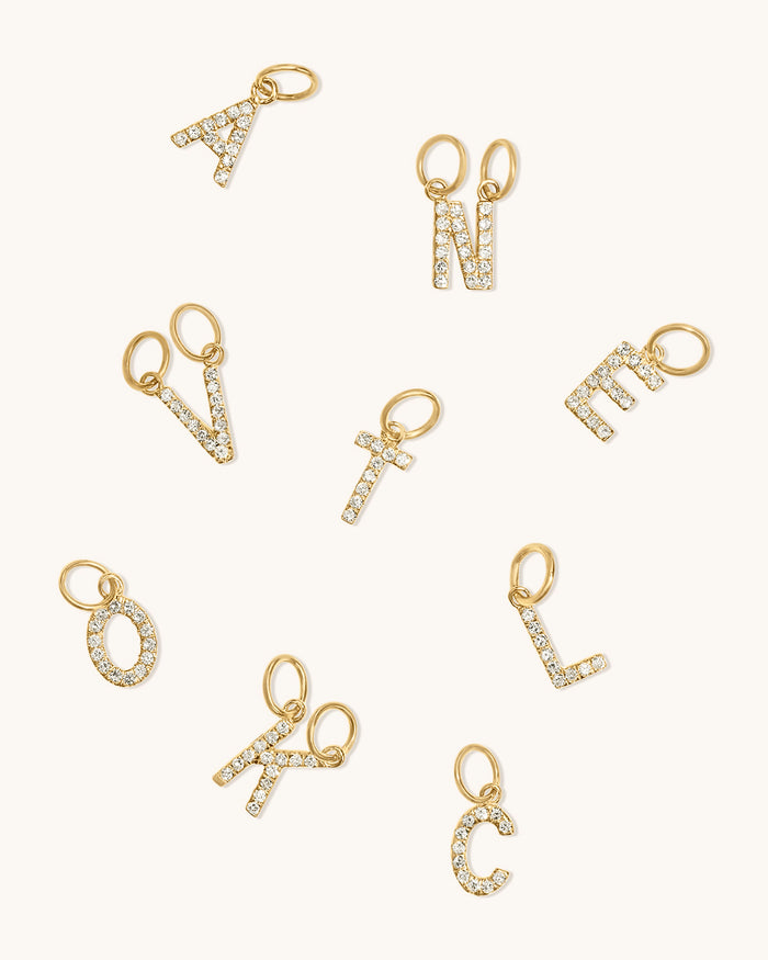 Diamond Letter Charm 14k Gold