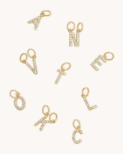 Diamond Letter Charm 14k Gold