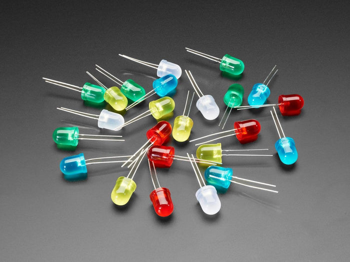Diffused 10mm LED Pack - 5 LEDs each in 5 Colors - 25 Pack by The Pi Hut - The Pi Hut