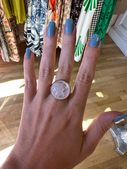 Disco Dreams White Quartz Statement Ring - Size 9