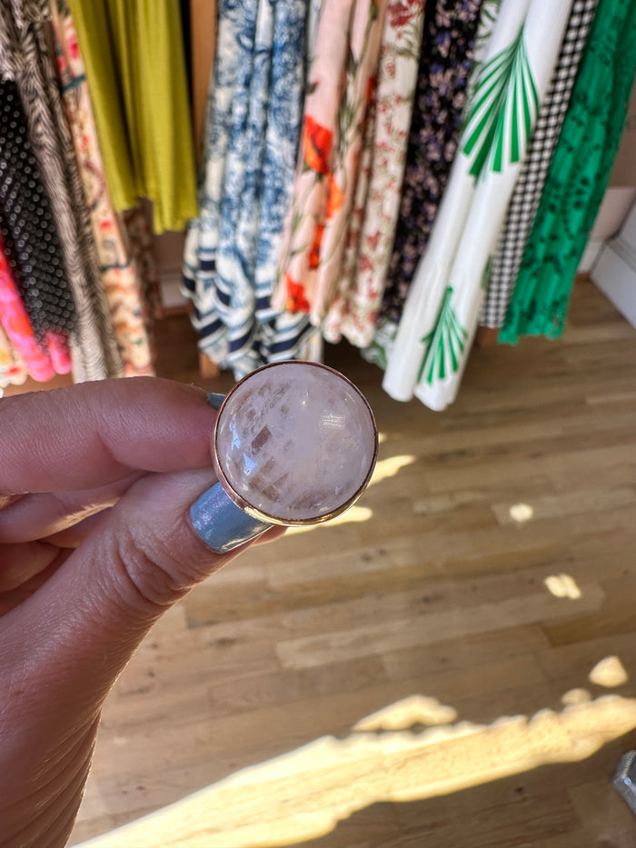 Disco Dreams White Quartz Statement Ring - Size 9