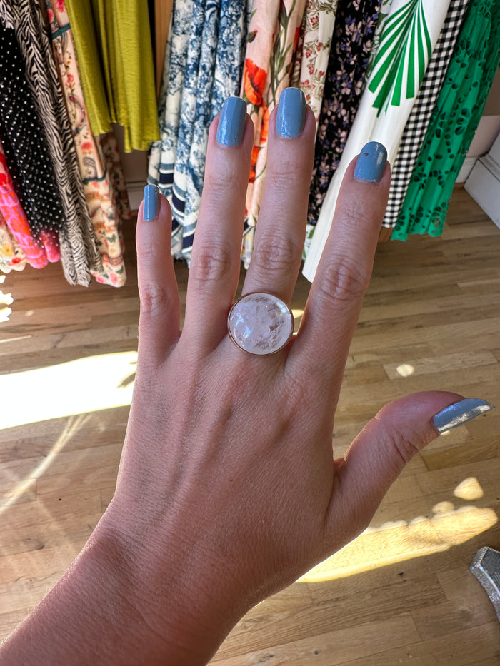 Disco Dreams White Quartz Statement Ring - Size 9