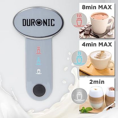 Duronic MF500 WE electric frothing machine for milk with different times for drinks that are hot, cold and warm