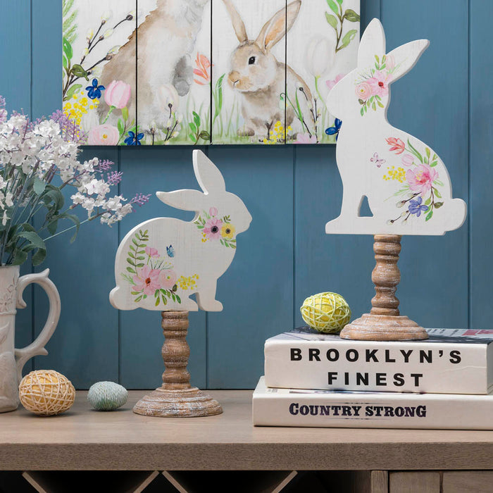 Easter Wooden Bunny Table Décor, Set of 2