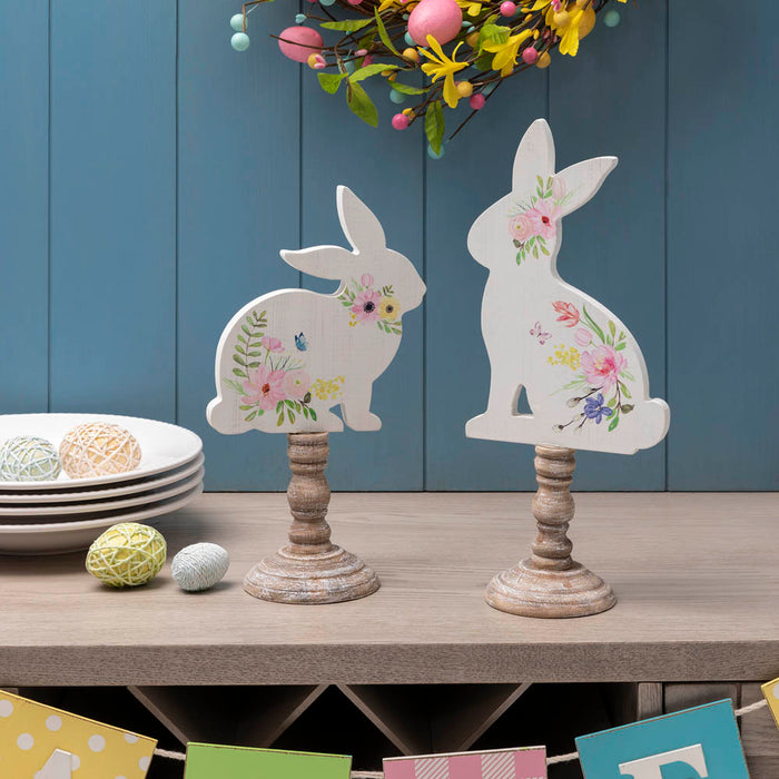 Easter Wooden Bunny Table Décor, Set of 2