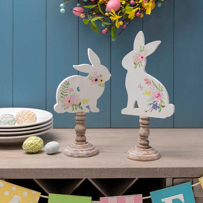 Easter Wooden Bunny Table Décor, Set of 2