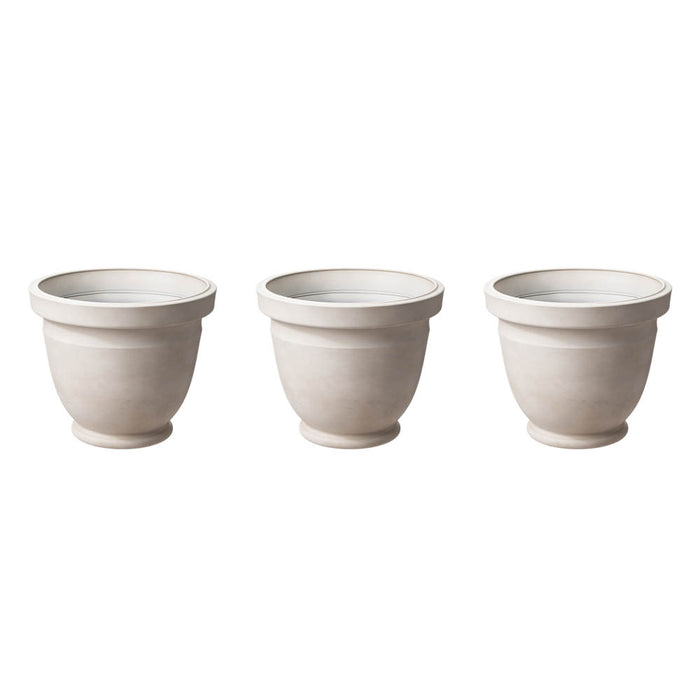 Eco-friendly Large Faux Ceramic Round Polyresin Pot Planters, Set of 3