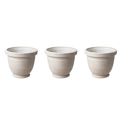 Eco-friendly Large Faux Ceramic Round Polyresin Pot Planters, Set of 3