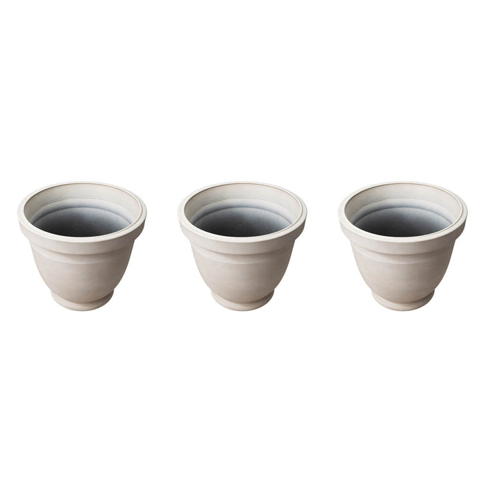 Eco-friendly Large Faux Ceramic Round Polyresin Pot Planters, Set of 3