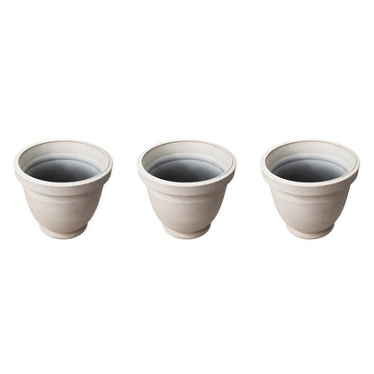 Eco-friendly Large Faux Ceramic Round Polyresin Pot Planters, Set of 3