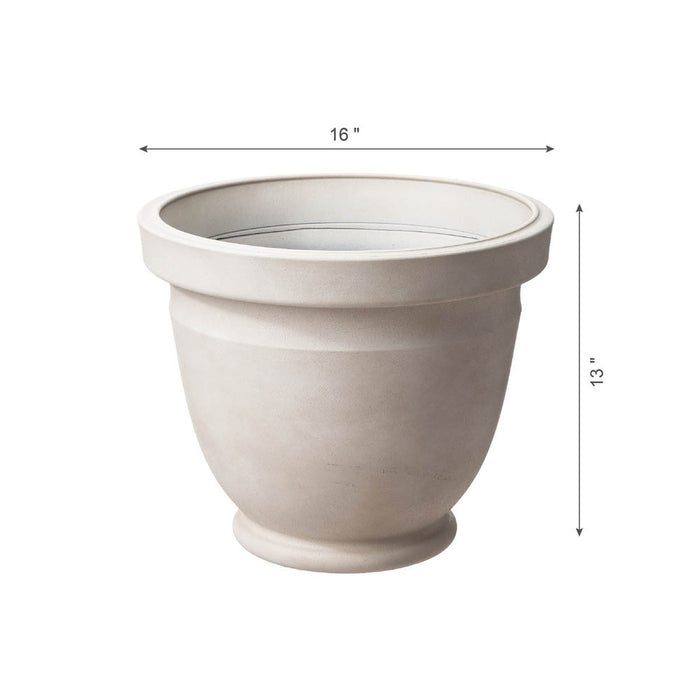 Eco-friendly Large Faux Ceramic Round Polyresin Pot Planters, Set of 3