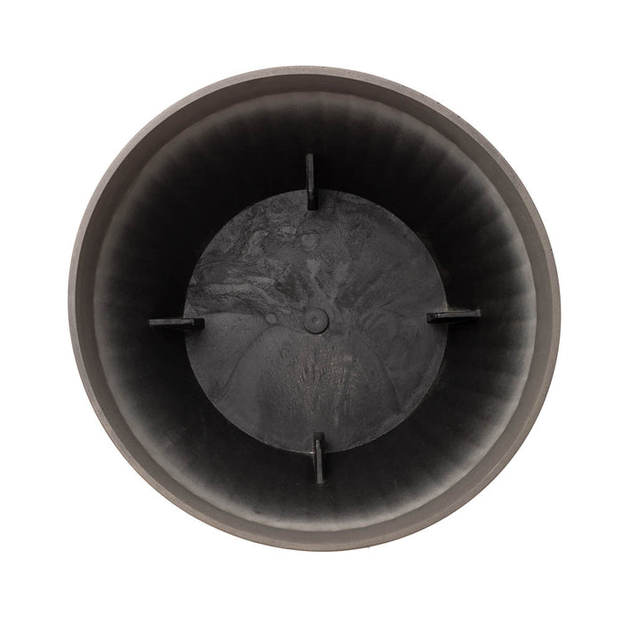 Eco-friendly Large Faux Concrete Round Plastic Fluted Pot Planters, Set of 2