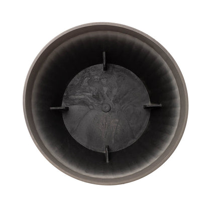 Eco-friendly Large Faux Concrete Round Plastic Fluted Pot Planters, Set of 2