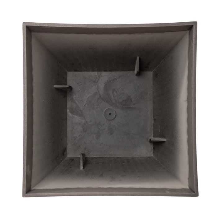 Eco-friendly Large Faux Concrete Square Plastic Fluted Pot Planters, Set of 2