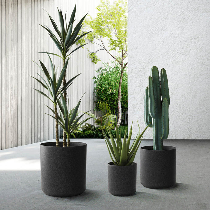 Eco-friendly Large Faux Marble Round Plastic Pot Planters, Set of 3