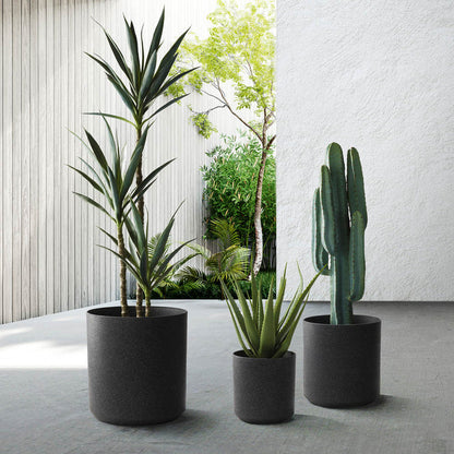 Eco-friendly Large Faux Marble Round Plastic Pot Planters, Set of 3