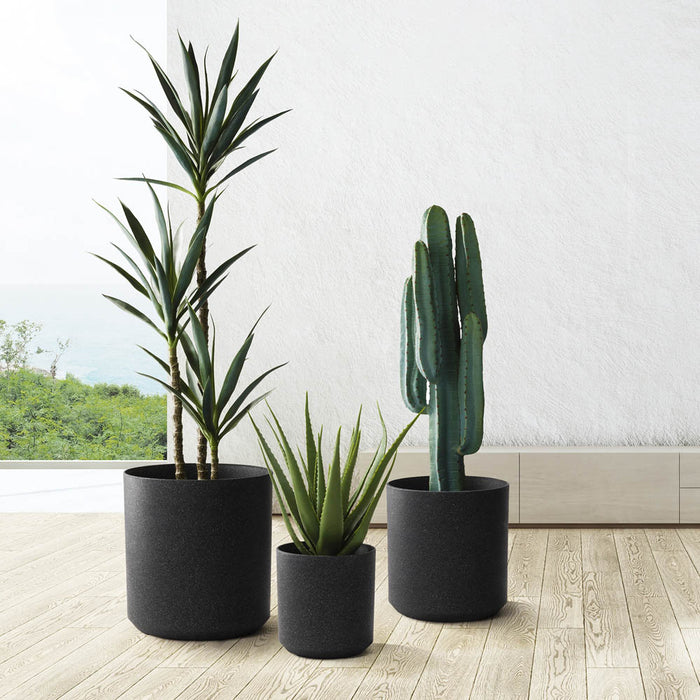 Eco-friendly Large Faux Marble Round Plastic Pot Planters, Set of 3