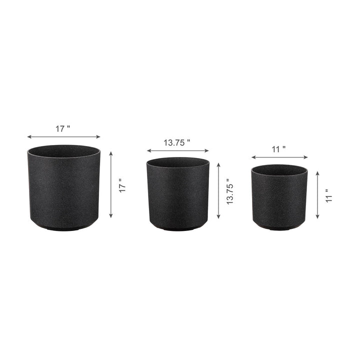 Eco-friendly Large Faux Marble Round Plastic Pot Planters, Set of 3