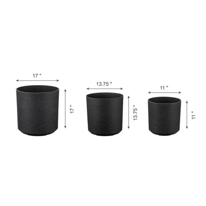 Eco-friendly Large Faux Marble Round Plastic Pot Planters, Set of 3