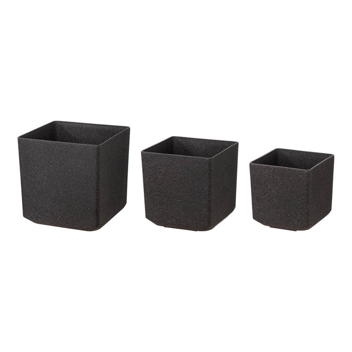 Eco-friendly Large Faux Marble Square Plastic Pot Planters, Set of 3