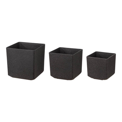 Eco-friendly Large Faux Marble Square Plastic Pot Planters, Set of 3