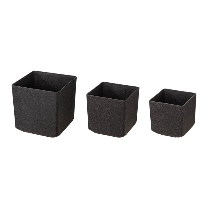 Eco-friendly Large Faux Marble Square Plastic Pot Planters, Set of 3