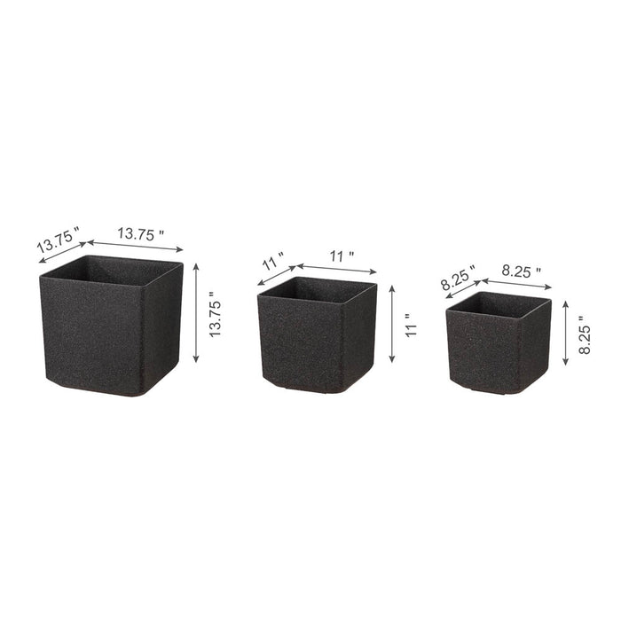 Eco-friendly Large Faux Marble Square Plastic Pot Planters, Set of 3