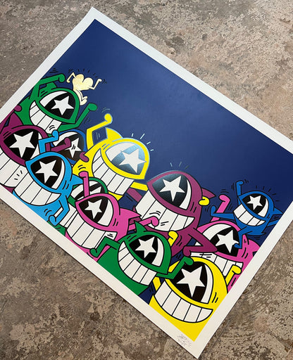 EL PEZ STREET PARTY NAVY BLUE 24CT GOLD LEAF ED OF 20 – AUGMENTED REALITY PRINT