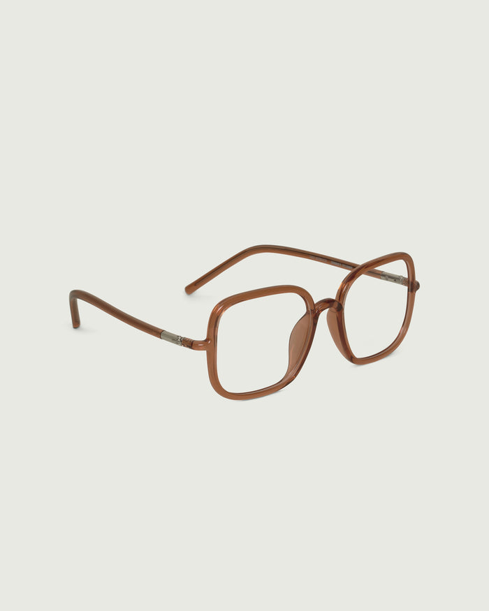 Ale::Eleanor Eyeglasses square red castor seed front diagonal