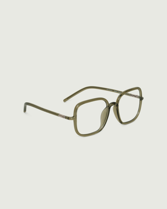 Basil::Eleanor Eyeglasses square green castor seed front diagonal