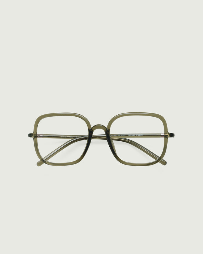Basil::Eleanor Eyeglasses square green castor seed top
