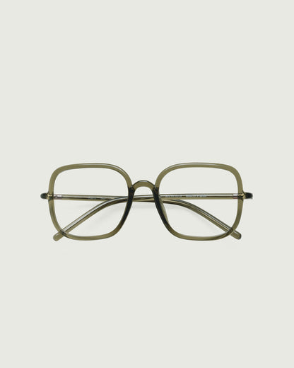 Basil::Eleanor Eyeglasses square green castor seed top
