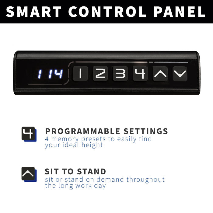 Four programmable settings to lock in the most ergonomic heights for sitting and standing throughout the work day.