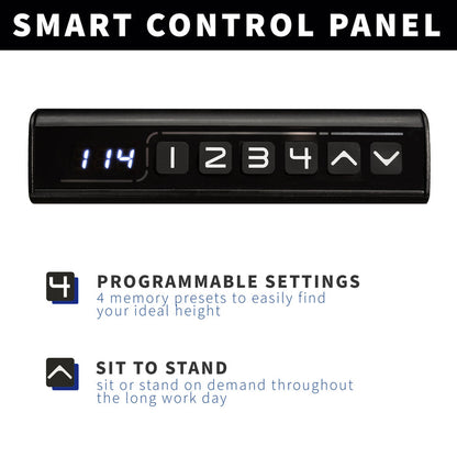 Four programmable settings to lock in the most ergonomic heights for sitting and standing throughout the work day.