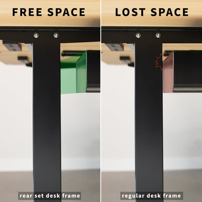 Create more free space with a rear set desk frame.